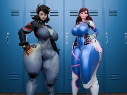3d big_penis bulge d.va flaccid futanari giant_penis looking_at_viewer manufatura marvel_rivals overwatch_2 peni_parker_(marvel_rivals) self_upload short_hair suit tagme