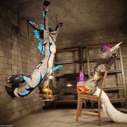 1:1 3d_(artwork) 4k absurd_res animal_genitalia animal_penis anthro anthro_on_anthro arm_warmers armwear ball_gag ball_rope ball_stretching balls biped black_body black_boots black_clothing black_footwear black_fur black_shoes blender_(artwork) blender_cycles blindfold blue_body blue_fur blue_penis bodily_fluids bondage bondage boots bound canid canine canine_genitalia canine_penis canis chains chair claws clothed clothing cock_and_ball_torture cuff_(restraint) cuffs_(clothing) cum cum_dripping_from_penis cum_on_penis depth_of_field digital_media_(artwork) dominant dragonplayer dragonplayer_(character) duo erection feet foot_fetish foot_play footwear fox fur furniture gag gagged genital_fluids genital_rope genital_torture genitals grey_body grey_fur hair hi_res hindpaw inside knot latex latex_clothing latex_legwear latex_thigh_highs leg_warmers legwear male male/male mammal metal_cuffs multicolored_body nude nurse_nozzle open_mouth orgasm pain paws penis reflection restraints rexouium rope rope_around_balls sex shoes slim slim_anthro slim_male slim_sub smile submissive submissive_male suspension tail thigh_highs white_body white_fur