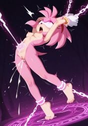 ahe_gao ai_generated amy_rose arched_back bound breasts cum cumming female forced_orgasm glowing_eyes heart_symbol hypnosis magic magic_bondage magical_stimulation moaning_in_pleasure multiple_orgasms on_one_foot open_mouth pink_eyes pussy pussy_ejaculation sonic_(series) sonic_the_hedgehog_(series) standing