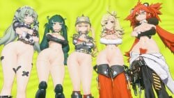 animated breasts dancing female female_focus female_human female_only ghostoast ineffective_clothing multiple_girls pussy worm's-eye_view zenless_zone_zero