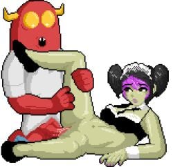 1girl animated breasts female loop maid_outfit maid_uniform monster pixel_art sex sexums_(artist) simply_mindy vaginal_penetration
