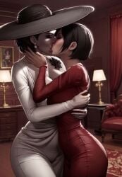 2girls ada_wong ai_generated alcina_dimitrescu animated civitai clothing dress femdom giant_breasts giant_female hailuoai height_difference huge_breasts inminent_sex kissing large_breasts mature_female mikey-rg97 milf no_sound passionate_kiss resident_evil resident_evil_8:_village shorter_than_30_seconds small_breasts tagme vampire_girl video yuri