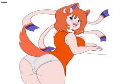 anthro anthrofied ass blue_eyes breasts cherise_(aj_the_flygon) clothing cosplay cream_the_rabbit deadpliss eeveelution female generation_6_pokemon looking_at_viewer nintendo nomz_(artist) orange_hair panties pokemon pokemon_(species) pokemorph sega solo sonic_(series) sonic_the_hedgehog_(series) sylveon underwear