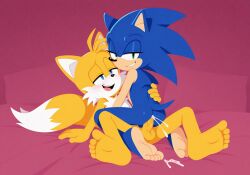 aged_up ai_generated blush cowgirl_position cum_in_ass cute ejaculation gay homosexual looking_at_partner looking_at_viewer male miles_prower moaning mouth_hold orgasm penis penis_in_ass smiling smug_face sonic_(series) sonic_the_hedgehog sonic_the_hedgehog_(series) tails tails_the_fox yaoi