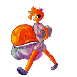 balls barely_contained barely_contained_penis barely_visible_genitalia big_balls big_bulge big_penis bottomwear bulge casual_exposure casual_hyper chain_chomp clothing delivery_(commerce) delivery_employee genitals hi_res huge_balls huge_bulge huge_cock humanoid hyper hyper_balls hyper_bulge hyper_genitalia hyper_penis lumiink male mario_bros nintendo penis shorts skinny solo underwear uniform