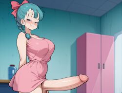 ai_generated balls big_balls bulma_briefs dragon_ball futanari goth_girl grapesss intersex light-skinned_futa