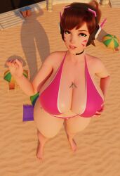1girls 3d 3d_(artwork) asian asian_female beach big_breasts big_breasts blizzard_entertainment breasts breasts brown_hair brown_hair brown_hair_female brunette_hair cheek_markings d.va dbhfrost female female_focus female_only giant_female giant_woman giantess hana_song huge_boobs huge_breasts korean korean_female light-skinned_female light_skin overwatch overwatch_2 video_game_character