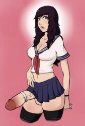 1futa avernalascent dickgirl full-package_futanari futa_only futanari huge_cock intersex schoolgirl solo