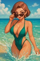 ai_generated beach fire_emblem fire_emblem:_three_houses looking_at_viewer manuela_casagranda swimsuit water