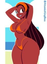 1girls 2025 artist_name ass atomickingboo beach big_ass big_breasts bikini breasts brown_hair brown_hair_female dark-skinned_female dark_skin english english_text female female_focus female_only flat_colors hairband hand_behind_head hand_on_head hands_behind_head hands_on_head lineless mostly_nude mostly_nude_female no_outlines nude nude_female oc original original_character shaylynn_summer solo solo_female solo_focus text the_besties_(atomickingboo) thick_thighs thighs