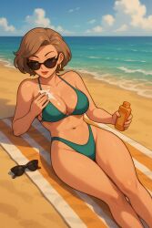 ai_generated applying_sunscreen beach bikini fire_emblem fire_emblem:_three_houses manuela_casagranda sunbathing sunscreen