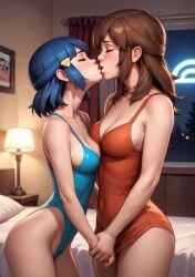 2girls ai_generated animated civitai dawn_(pokemon) hailuoai hotel_room kissing lingerie may_(pokemon) mikey-rg97 no_sound passionate_kiss pokemon shorter_than_30_seconds tagme teenager video yuri
