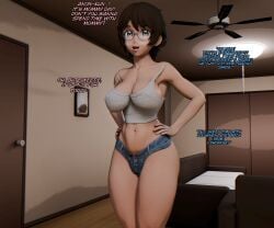 1girls 3d blue_eyes booty_shorts brown_hair camisole cheating cheating_mother cheating_wife cleavage female large_breasts mature_female milf more_at_source mother motherly_cuckold mothers_day netorare ntr oc original original_character original_characters shorts sic_phuck