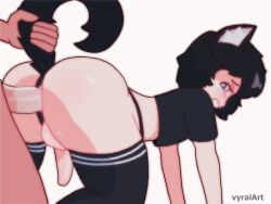 2boys anal animated clothing doggy_style duo faceless_character faceless_male felid feline femboy fluffy fluffy_ears fluffy_tail from_behind_position humanoid legwear loop male male/male mammal sex shirt short_playtime stockings t-shirt tail thong topwear underwear vyralart