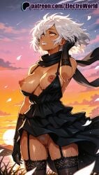1girls 2025 ai_generated artist_name breasts bust chest cloud cloudy_sky dusk electroworld evening exposed_nipples female fire garter_straps gloves gradient_sky hi_res high_quality high_resolution highres horizon long_hair mountain mountainous_horizon nipples nipples_outside no_more_heroes ocean orange_sky outdoors patreon patreon_username pubic_hair purple_sky pussy_juice red_sky shinobu_jacobs sky solo stable_diffusion sun sunrise sunset thighhighs twilight watermark white_lipstick yellow_sky