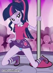 ai-assisted ai_generated ass club clubstripes female female highres kimberlite_moonbow my_little_pony panties self-upload sexy skirt skirt_lift solo striptease twilight_sparkle_(eg) uncensored url