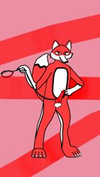 16:9 4_fingers anthro balls black_nose blush canid canine claws collar colored digital_media_(artwork) erection fingers fox front_view fur genitals half-closed_eyes hi_res hornyx_(artist) hornyx_(character) humanoid long_tail looking_at_viewer male mammal markings narrowed_eyes nude penis red_background red_body red_collar red_eyes red_fur red_penis simple_background solo standing tail tail_markings teeth white_body white_claws white_fur widescreen