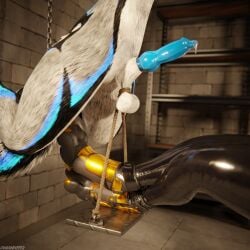 1:1 3d_(artwork) 4k absurd_res animal_genitalia animal_penis anthro anthro_on_anthro arm_warmers armwear ball_gag ball_rope ball_stretching balls biped black_body black_boots black_clothing black_footwear black_fur black_shoes blender_(artwork) blender_cycles blindfold blue_body blue_fur blue_penis bodily_fluids bondage bondage boots bound canid canine canine_genitalia canine_penis canis chains chair claws clothed clothing cock_and_ball_torture cuff_(restraint) cuffs_(clothing) cum cum_dripping_from_penis cum_on_penis depth_of_field digital_media_(artwork) dominant dragonplayer dragonplayer_(character) duo erection feet foot_fetish foot_play footwear fox fur furniture gag gagged genital_fluids genital_rope genital_torture genitals grey_body grey_fur hair hi_res hindpaw inside knot latex latex_clothing latex_legwear latex_thigh_highs leg_warmers legwear male male/male mammal metal_cuffs multicolored_body nude nurse_nozzle open_mouth orgasm pain paws penis reflection restraints rexouium rope rope_around_balls sex shoes slim slim_anthro slim_male slim_sub smile submissive submissive_male suspension tail thigh_highs white_body white_fur