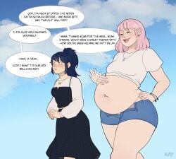 2023 2girls ^o^ absurd_res absurd_resolution absurdres amelia_(the_k64) asian_female belly belly_overhang belt big_belly big_thighs blue_dress blue_hair blue_hair_female blue_shorts blush bob_cut bracelet bracelets chubby chubby_belly chubby_female closed_eyes closed_eyes_smile closed_mouth clothed_female clothed_female_clothed_female cloudy_sky commission denim_clothing denim_shorts dialogue dress duo earring earrings english_dialogue exposed_belly exposed_fat_belly fat_belly fat_female fat_fetish fat_girl fat_thighs fat_woman feederism female female/female female_only flustered full_lips hair_behind_ear hand_on_belly hand_on_hip hand_on_own_belly hand_on_own_hip hands_together heart_necklace high_ponytail high_res high_resolution highres interracial interracial_yuri jean_shorts jewelry jorts kay_inthedark light-skinned_female light_skin long_sleeves love_handles loving_it lust medium_breasts medium_hair monologue motion_lines necklace nose_blush oblivious oc open_mouth open_mouth_smile original original_character outgrowing_clothes overweight overweight_female patting_belly pink_hair plaid_clothes plaid_dress ponytail puffy_sleeves purple_eyes ready_to_pop secretly_gay secretly_loves_it shirt_up short_shorts side_by_side sidelocks size_difference sky_background slapping_belly slapping_own_belly slim slim_girl speech_bubble stuffed_belly stuffing sweat sweatdrop sweating t-shirt thick thick_thighs three-quarter_view tied_hair unbuttoned_bottomwear unbuttoned_pants unbuttoned_shorts undersized_clothes walking weight_gain white_female white_shirt white_t-shirt wide_hips yumiko_(the_k64) yuri