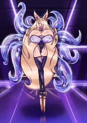 1girls ahri big_lips bimbo bimbofied bradtanker3 breast_implants cleavage fake_breasts female female_only gigantic_breasts high_heels huge_breasts human k/da_series league_of_legends revealing_clothes skimpy solo solo_female standing