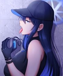 1girls big_breasts blue_archive breasts busty female female_only from_side half-closed_eyes hi_res highres horny horny_female kiteman442 large_breasts naughty_face open_mouth profile saori_(blue_archive) sexually_suggestive sideboob sideways_glance tongue tongue_out voluptuous