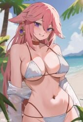 1girls female genshin_impact navel nvl solo solo_female tagme yae_miko