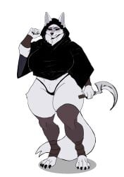 2024 5_fingers absurd_res anthro big_breasts black_cloak black_clothing black_nose black_sclera black_thong black_underwear breasts canid canine canis claws cloak clothed clothed_anthro clothed_female clothing curvy_figure death_(puss_in_boots) digital_drawing_(artwork) digital_media_(artwork) dreamworks dreamworks_animation eyebrows eyelashes female female_anthro finger_claws fingers front_view full-length_portrait fur gatoradeew grey_body grey_ears grey_fur grey_tail hi_res holding_melee_weapon holding_object holding_polearm holding_scythe holding_weapon legwear mammal melee_weapon mouth_closed mtf_crossgender polearm portrait puss_in_boots:_the_last_wish puss_in_boots_(dreamworks) puss_in_boots_(film) puss_in_boots_(franchise) puss_in_boots_the_last_wish red_eyes rule_63 scythe shrek_(series) simple_background snaggle_tooth solo tail thick_thighs thigh_highs thong toe_claws underwear universal_pictures universal_studios weapon white_background wolf