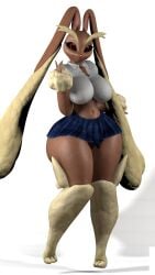 ass ass ass_focus beige_fur big_ass big_booty big_breasts big_breasts big_butt booty brown_fur bunny_ears bunny_girl bunny_tail curvy curvy_body curvy_female curvy_figure giant_ass giant_booty giant_butt huge_ass huge_booty huge_butt large_breasts looking_at_viewer lopunny petrochenko007 plaid_skirt pokemon pokemon_(species) posing posing_for_picture posing_for_the_viewer red_eyes schoolgirl_uniform thick_thighs white_background white_topwear