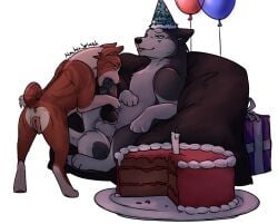 akita animal_genitalia animal_penis animal_pussy ass balloon balls basenji bean_bag birthday_cake black_nose black_penis blue_eyes bodily_fluids brown_body brown_fur cake candle canid canine canine_genitalia canine_penis canine_pussy canis clothing curled_tail dessert dog_genitals domestic_dog duo duo_focus ears_back enjoying erection eyelashes fellatio female feral feral_focus feral_on_feral feral_penetrated feral_penetrating feral_penetrating_feral fluffy food fur genitals gift grey_body grey_fur group hat headgear headwear hi_res huskita husky inflatable knot knotted_penis kudo looking_pleasured lying male male/female mammal mochasplash multicolored_body multicolored_fur naughty_face neck_tuft nordic_sled_dog on_back oral oral_penetration orange_eyes party_hat paws penetration penile penile_penetration penis pink_nose pink_pussy pinks_anus pivoted_ears plate presenting primitive_dog pussy red_tongue saliva saliva_on_penis sex sitting_on_bean_bag snout spitz striped_body striped_fur stripes suki_(mochasplash) tail tan_body tan_fur tongue tongue_out tongue_out_fellatio tuft white_body white_fur