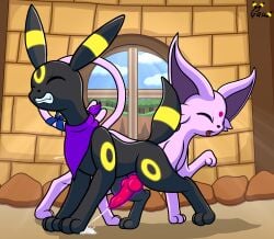 absurd_res accessory animal_genitalia animal_penis bodily_fluids canid canine canine_genitalia canine_penis clenched_teeth closed_eyes clothing cum cum_on_feet cum_on_self cumshot digital_media_(artwork) duo eeveelution ejaculation erection espeon everstone_guild feet female female_orgasm feral feral_on_feral fur furgonomics gau_(artist) gau_(pokesona) generation_2_pokemon genital_fluids genitals hi_res intense_face intense_orgasm kerchief knot knotted_penis looking_pleasured lyka_(gau) male male/female male_orgasm mammal neckerchief neckwear nintendo open_mouth orgasm orgasm_control orgasm_face paws penile penis pokemon pokemon_(species) pokemon_mystery_dungeon psychic_energy psychic_powers psychic_stimulation pussy_ejaculation raised_tail ribbons spike_chunsoft tail tail_accessory tail_ribbon teeth telekinesis toes tongue umbreon vaginal_fluids