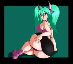 clothed fancharacter_(character) huge_ass phantasy_star_online_2 sega skirt xaria