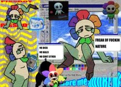 ambiguous_gender audiht bodily_fluids dandy's_world dandy_(dandy's_world) degradation genital_fluids humanoid male male_(lore) male_only peeing self_degradation solo toons_(dandys_world) urethra urine urine_stream watersports webcore