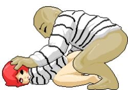 1boy 1girl ambiguous_penetration animated female loop pixel_art prison_uniform questionable_consent red_hair rough_sex sexums_(artist) soo_cubus