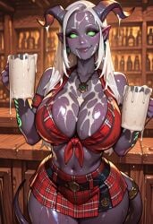 1girls ai_generated bikini_top blizzard_entertainment bukkake civitai cleavage cum cum_on_face cum_on_hair cum_on_horn cum_on_horns cum_on_upper_body demon demon_girl demon_horns demoness eredar eredar_female excessive_cum female female_focus female_only gokkun horns hylian_r34 looking_at_viewer microsoft plaid plaid_bikini plaid_bikini_top plaid_skirt plaid_topwear purple_skin red_plaid red_plaid_skirt red_skirt sole_female solo solo_female tagme tavern waitress warcraft world_of_warcraft
