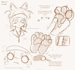 1boy 1boy1girl 1furry 1girls 1human adorable apologizing cute cute_face cute_fang cute_girl cute_male embarrassed female foot_fetish footjob fuzzy long_hair looming_foot male older_female original original_character paw_fetish pawjob pawpads paws shy sweat sweaty_feet tagme theresnoneed tired_expression visor visor_cap wolf_ears wolf_girl work_uniform younger_male