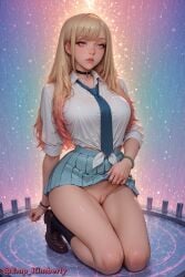1girls ai_generated blonde_hair clothed emp_kimberly female kitagawa_marin pleated_skirt short_skirt skirt