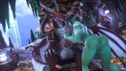 1female 1male 1monster 3d balls big_ass big_breasts big_penis blizzard_entertainment blowjob breasts cydristrasz dracthyr dragon female fingering hand_on_penis highres horsecock huge_balls male oc oral penis pulling_hair scales scalie straight troll troll_(warcraft) troll_female warcraft world_of_warcraft zentaeron