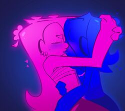 1boy 1girl1boy 1girls deep_cut_(splatoon) holding hug kissing kissing male/female octoling rule_63 selfcest shiver_(splatoon) shiver_hohojiro splatoon splatoon_(series) splatoon_3 twitter_link