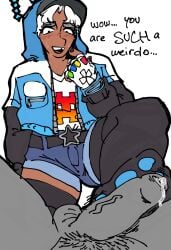 8-bit_venture ambiguous_gender androgynous clothed_sex feet_focus foot_fetish footjob mexican overwatch overwatch_2 sloan_cameron venture