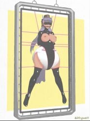 atypeart blindfold blindfolded bondage breasts diaper female gagged gold_ship_(umamusume) latex purple_hair suspended suspension umamusume umamusume_pretty_derby