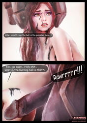 black_cum blizzard_entertainment comic completely_nude cum_on_ass cum_on_breasts cum_on_face diablo diablo_3 english_text heroes_of_the_storm huge_cock imminent_rape lacanishu li-ming punisher_(diablo) size_difference small_breasts speech_bubble text