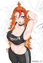 abs absurd_res adidas adidas_logo anime_style anthro background biceps big_ass big_breasts big_butt big_muscles big_thighs black_legwear blue_eyes breasts buff buff_female buffpup_(vtuber) camera_view choker clothed_female clothing drink ears_pointy elf_ears eyelashes fangs female female_focus furry giorgio_117 hair_ornament hairy_pussy hi_res huge_ass huge_breasts human humanoid lycanthrope masculine multicolored_body multiple_girls muscles muscular muscular_female orange_fur orange_hair piercing pussy red_hair ripped_clothing scars sports_bra sports_bra_lift sports_panties sports_uniform sportswear teeth thick_thighs tongue tongue_out vtuber vtuberfanart vtubers werewolf werewolf_girl wide_hips wide_thighs