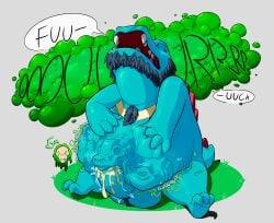 absurd_res balls balls_tuft beard belly_grab bone burp_cloud burping chest_tuft curling_toes digestion digestion_noises ejaculation emanata facial_hair feet fellatio feral feral_pred feral_prey generation_1_pokemon generation_2_pokemon hand_on_belly hi_res imprint leaning leaning_backward male motion_lines multiple_prey nintendo nommsalotl oral oral_vore orgasm penile penis pokemon pokemon_(species) prey_count rattata sex sitting skull skull_symbol through_body totodile tuft unwilling_prey vore