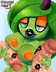 1girls 2males artist_logo artist_name background black_lipstick blue_eyes cock deadly_six disembodied_penis eyelashes eyeshadow female full_color green_body green_hair horn kiss_mark male male/female penis_kiss penis_kissing penises plump_lips sega sinamoncake1 sonic_(series) sonic_the_hedgehog_(comics) sonic_the_hedgehog_(idw) sonic_the_hedgehog_(series) yellow_nipples zeena zeti zeti_(species)