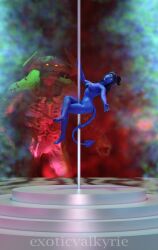 1girls alternate_version_available blue_body blue_skin breasts completely_naked completely_naked_female completely_nude completely_nude_female dungeons_and_dragons eroticvalkyrie naked naked_female nude nude_female oc original_character reaching_out stripper stripper_pole tagme tail