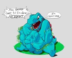 absurd_res balls balls_tuft beard body_outline digestion digestion_noises emanata facial_hair fellatio feral feral_pred feral_prey forced forced_oral generation_1_pokemon generation_2_pokemon hand_on_belly hi_res imprint male motion_lines multiple_prey nintendo nommsalotl oral oral_vore penile penis pokemon pokemon_(species) rattata sex sitting speech_bubble talking_to_prey through_body totodile tuft unwilling_prey vore
