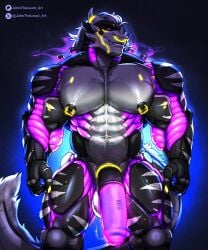 5:6 abs absurd_res anthro artist_name backlighting balls bara big_balls big_penis black_body black_nipples black_penis black_sclera cheek_spikes dragon facial_horn facial_piercing facial_spikes fangs foreskin front_view genitals grey_hair grey_horn hair hi_res horn huge_cock humanoid_genitalia humanoid_penis hybrid_genitalia hybrid_penis johnthelewd_art light lighting looking_at_viewer male male_anthro medial_ring medial_ringed_humanoid_penis medial_ringed_hybrid_penis mouth_closed muscular muscular_anthro muscular_male mythological_creature mythological_scalie mythology navel nipple_piercing nipples nose_horn nose_piercing nose_ring nude patreon patreon_logo pecs penis piercing pink_body pink_eyes pink_penis portrait ring_piercing robot_anthro scalie septum_piercing septum_ring simple_background solo spikes spikes_(anatomy) standing teeth text three-quarter_portrait uncircumcised x_logo yaoi