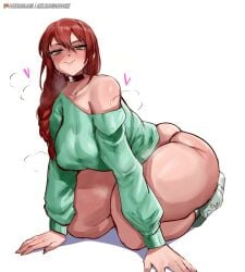 2d_(artwork) ass big_ass big_thighs chainsaw_man fat_ass female female_only gold_eyes huge_thighs light-skinned_female makima_(chainsaw_man) massive_ass milileonaorochi red_hair thick_thighs urban uwu_mili_uwu yellow_eyes