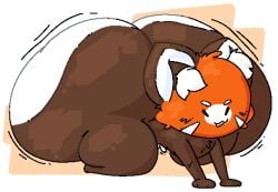 1boy all_fours anthro ass ass beady_eyes big_ass big_butt brown_body brown_fur chikn_nuggit cub digital_drawing_(artwork) digital_media_(artwork) ear_fluff huge_ass huge_butt hyper_ass male male_focus male_only orange_fur red_panda sody_pop_(chikn_nuggit) solo solo_focus solo_male striped_tail white_fur young