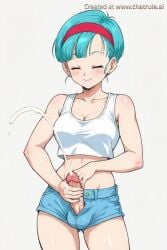 ai_generated blue_eyes bulma_briefs cum cum_explosion cumshot dragon_ball dragon_ball_z futa_focus futa_solo futanari handjob intersex jerking jerkingoff masturbation no_sound penis semen solo solo_futa tagme video